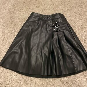 Primark Faux Black Leather Skirt with Buckle Detail Girls Size 8-9